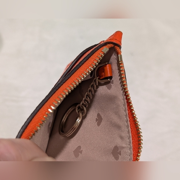 Kate Spade Leila Small Cardholder Wristlet Coral Buds Orange Keychain Coin Purse - Picture 14 of 14